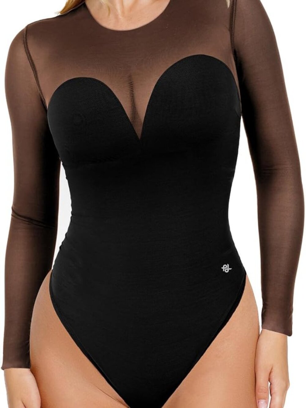 Popilush Long Sleeve Body Suits Womens Tummy Control Mesh Shapewear Corset Bodys